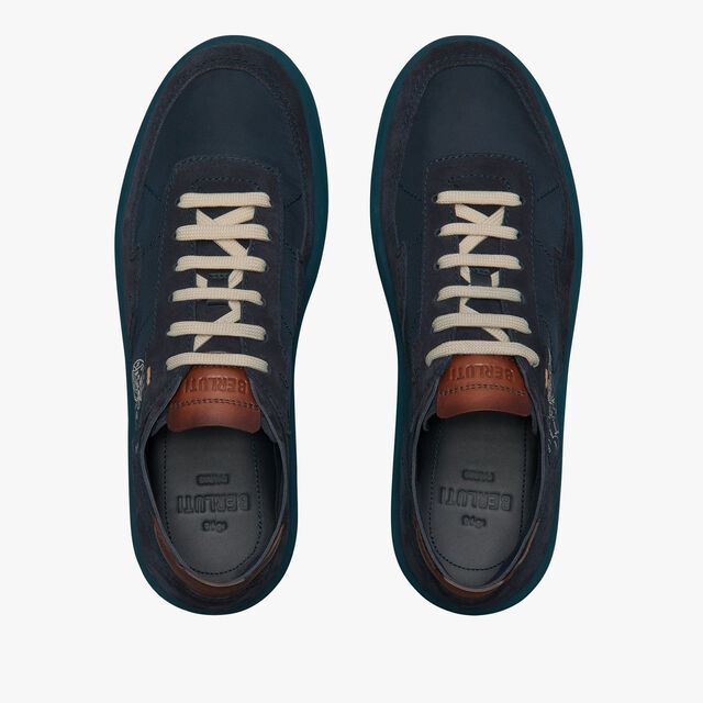 Light Track Suede Leather and Nylon Sneaker, NAVY, hi-res 3