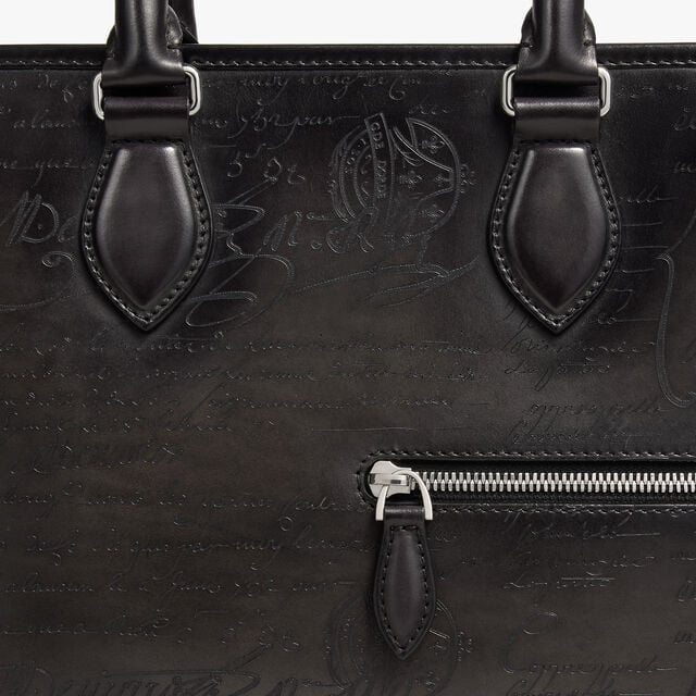 Un Jour Mini Scritto Leather Briefcase, NERO GRIGIO, hi-res 7