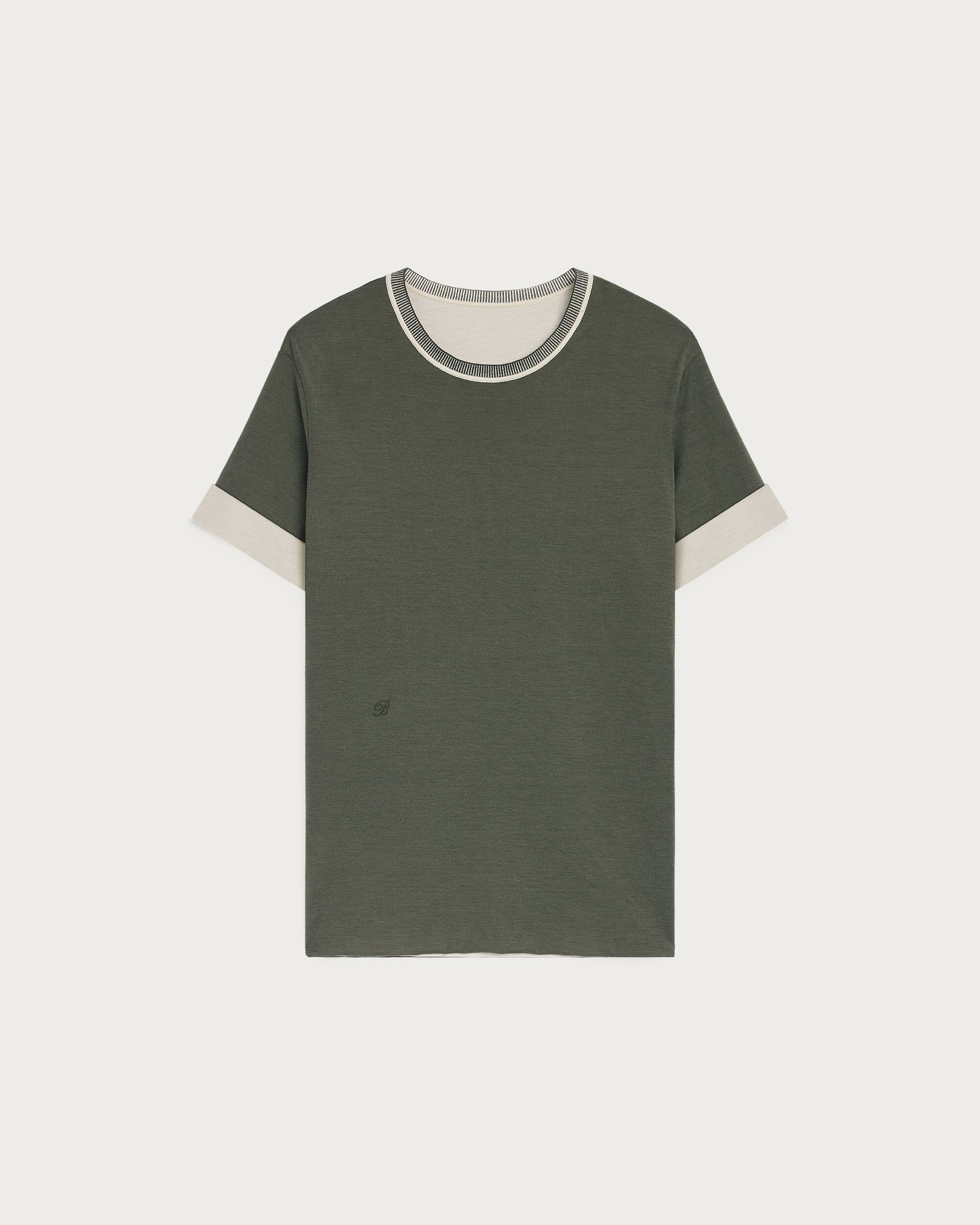 T-Shirt Reversible Bicolore, Ecru & Kaki, hi-res