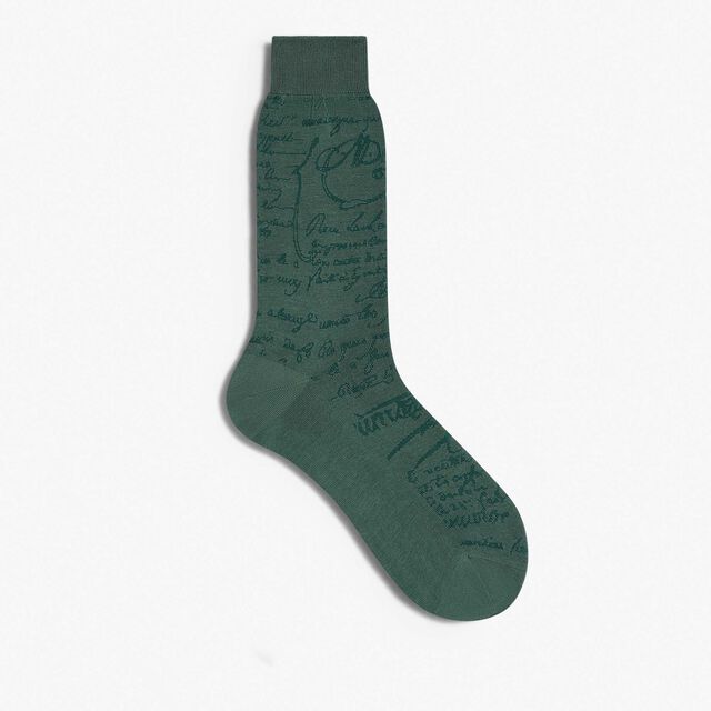 Chaussettes Scritto En Coton, PETROL GREEN., hi-res 1