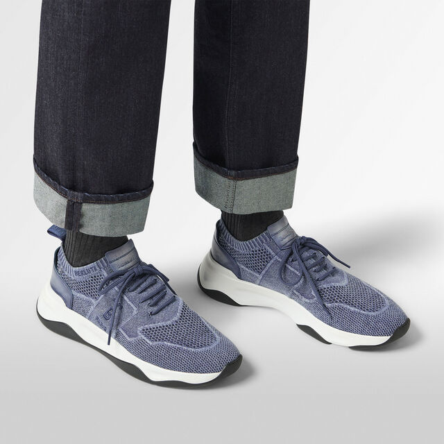Shadow Denim And Leather Sneaker, BLUE, hi-res 8