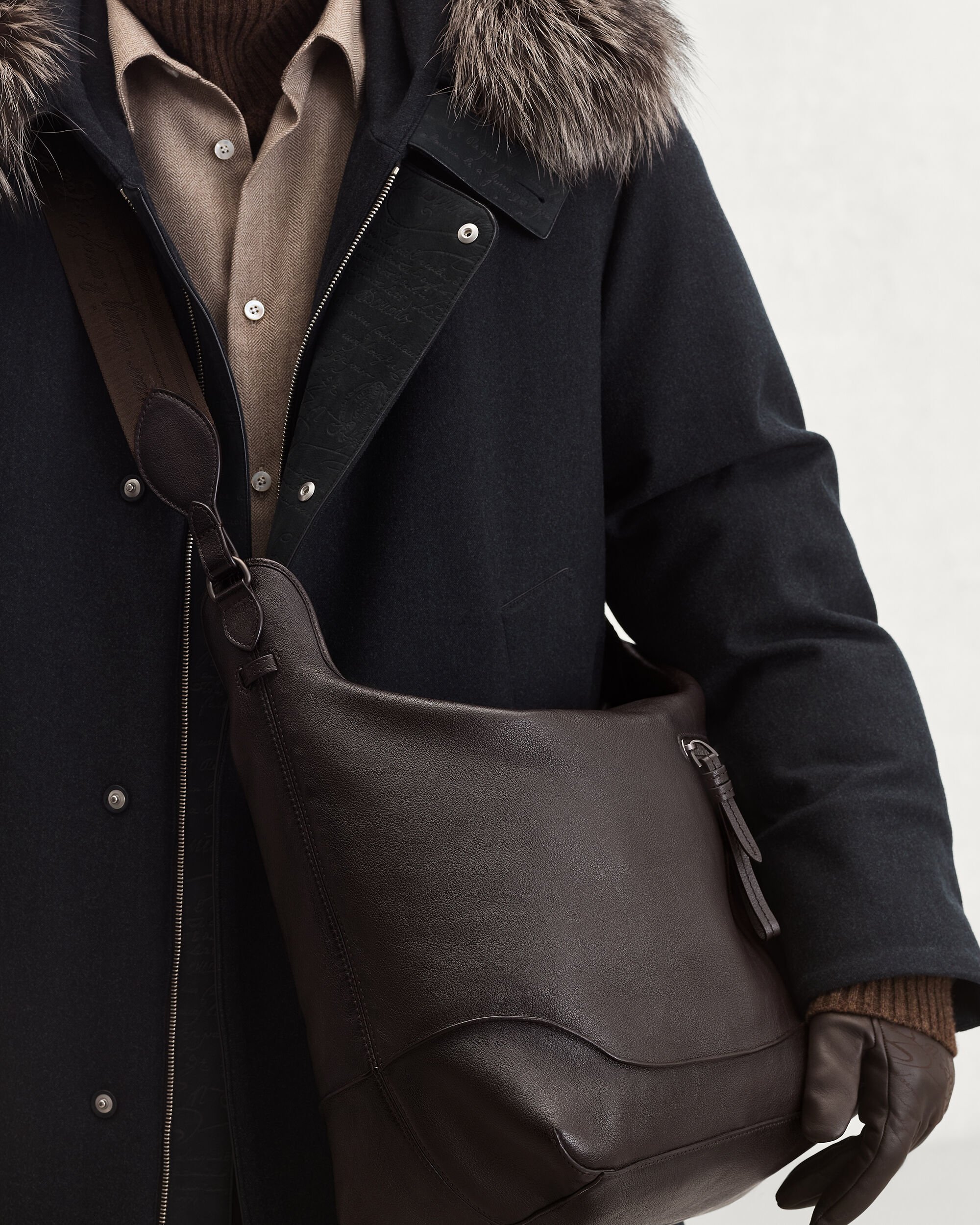 Un Jour Hobo Shoulder Bag, Dark Brown, hi-res