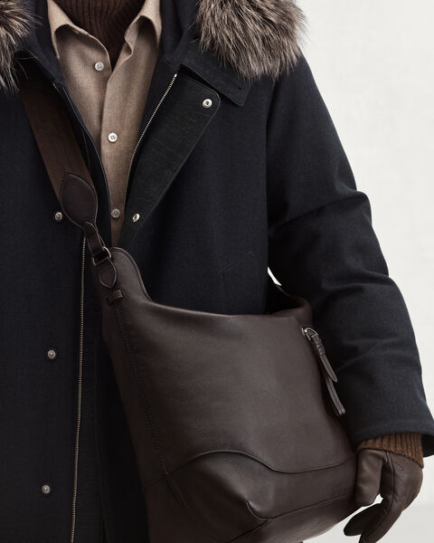 Un Jour Hobo Shoulder Bag, Dark Brown, hi-res