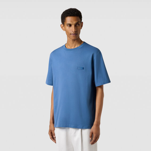 Leather Tab T-Shirt, HELVETIA BLUE, hi-res 2
