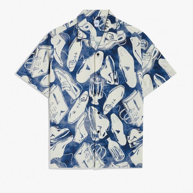Silk Printed Short Sleeves Shirt, ICONIC SUMMER BLUE, hi-res 1
