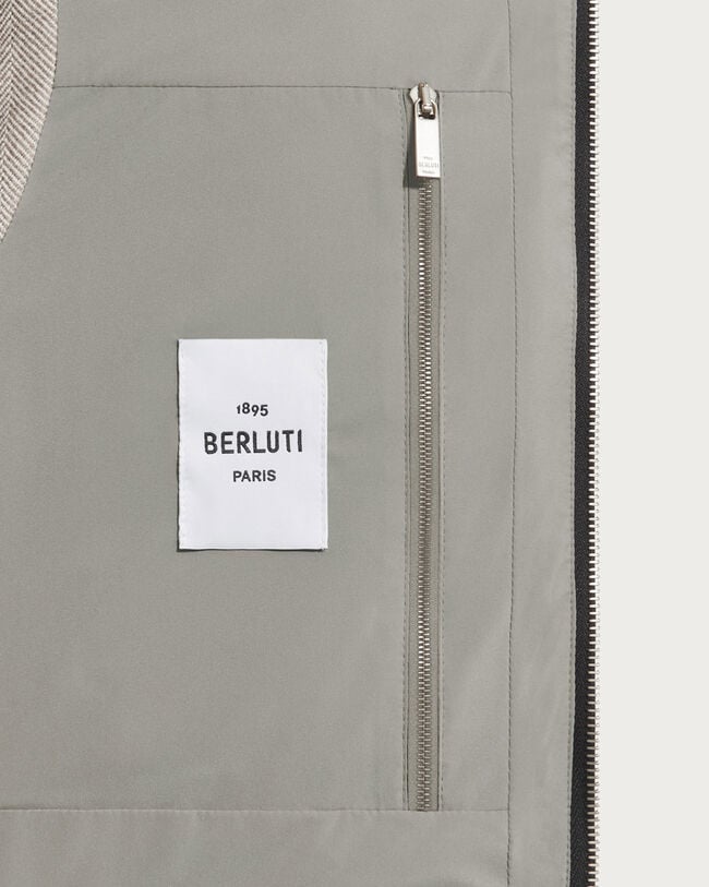 Quilted Down Gilet with Leather Details, Taupe Grey, hi-res