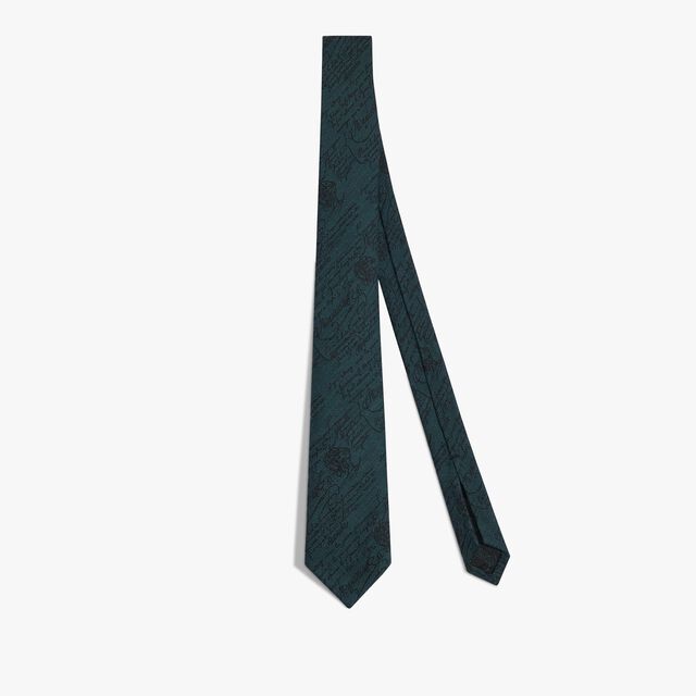 SCritto图纹双面领带, GREEN PINE, hi-res 1