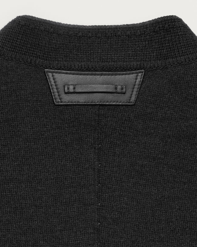 Bicolor Knitted Foresti&egrave;re with Leather Details, Dark Grey Melange & Duck Egg, hi-res