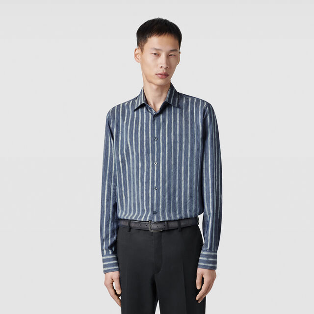 Alessandro Striped Scritto Shirt, BLUE SCRITTO STRIPES, hi-res 2