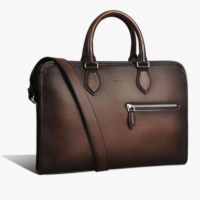 Un Jour Mini Leather Briefcase, SOFT BROWN, hi-res 2
