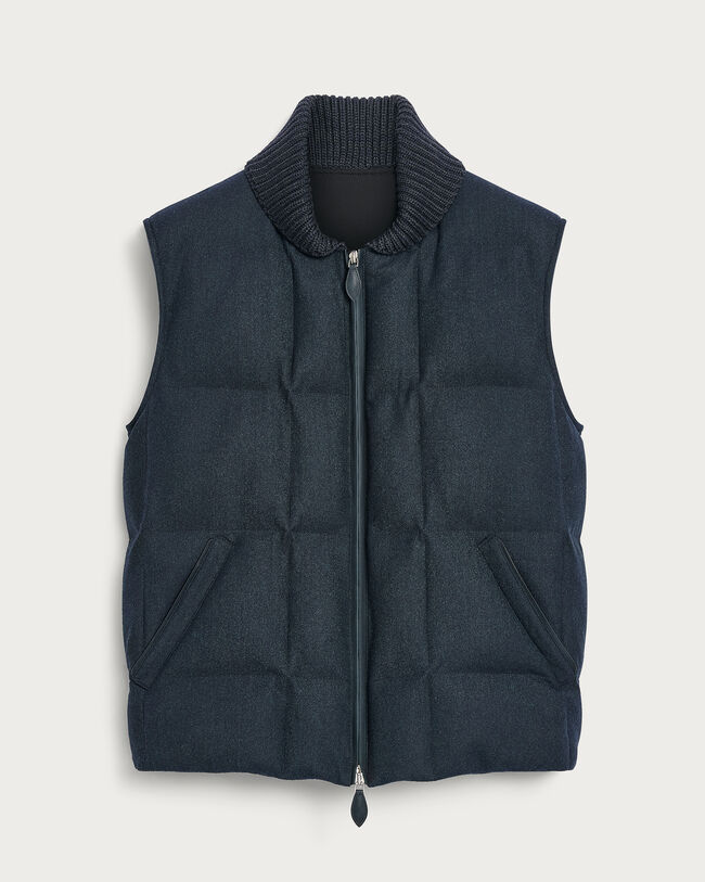 Puffer Gilet with Leather Details, Dark Lead, hi-res