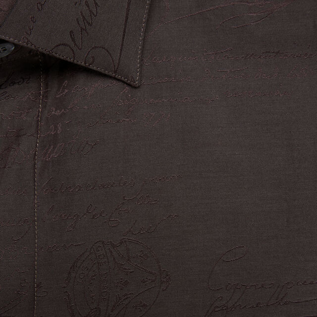 Andy Cotton Silk Scritto Shirt, EARTH BROWN, hi-res 5