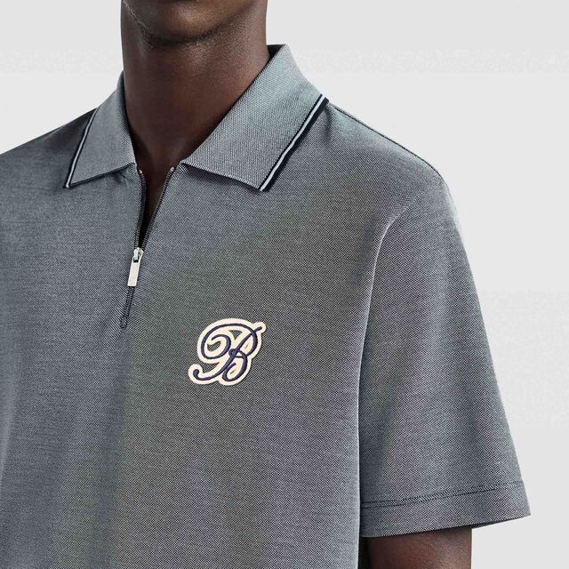 Active Gradient Zipped Polo Pique, MARINE, hi-res 3