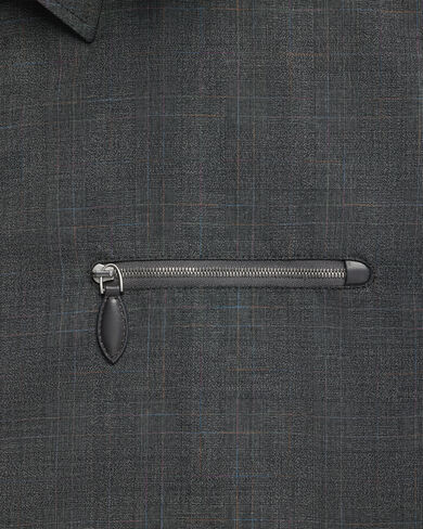 レザージッププラー アンジュール オーバーシャツ, Carbon Grey, hi-res
