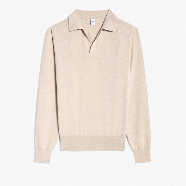 Polo Classique En Laine Avec Col Ouvert, PEBBLE BEIGE, hi-res 1