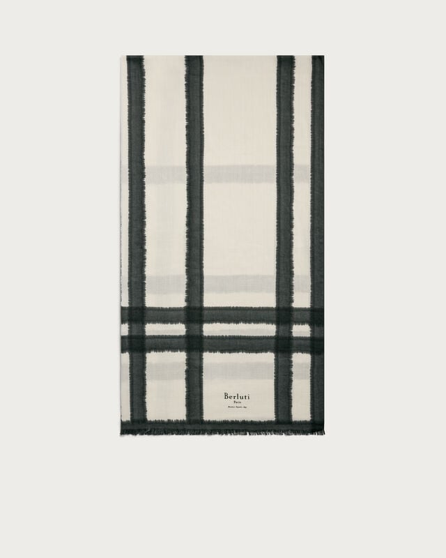 Patina Checks Scarf, Blue Smoke, hi-res