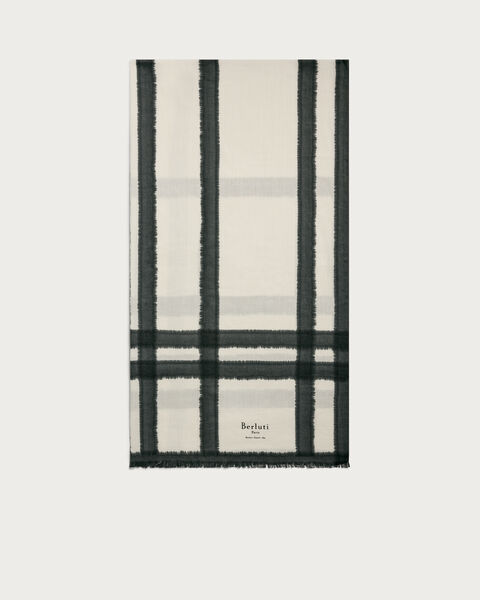 Patina Checks Scarf, Blue Smoke, hi-res