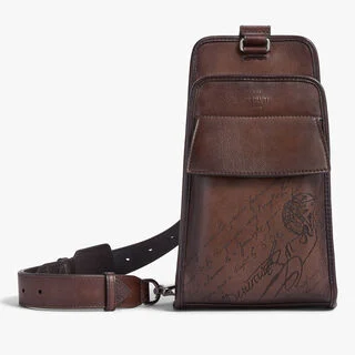 Périple Sling Bag In Scritto Leather, SOFT BROWN, hi-res