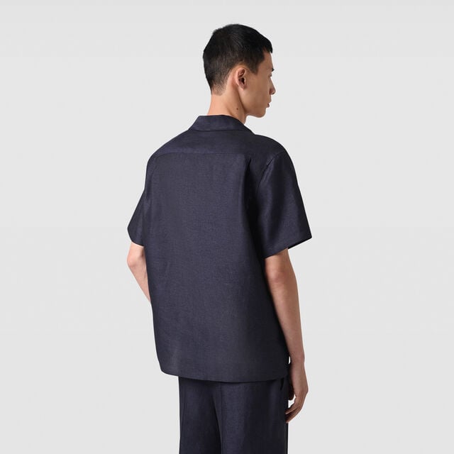Linen Scritto Short Sleeved Vareuse, SHADES OF BLUE  , hi-res 4