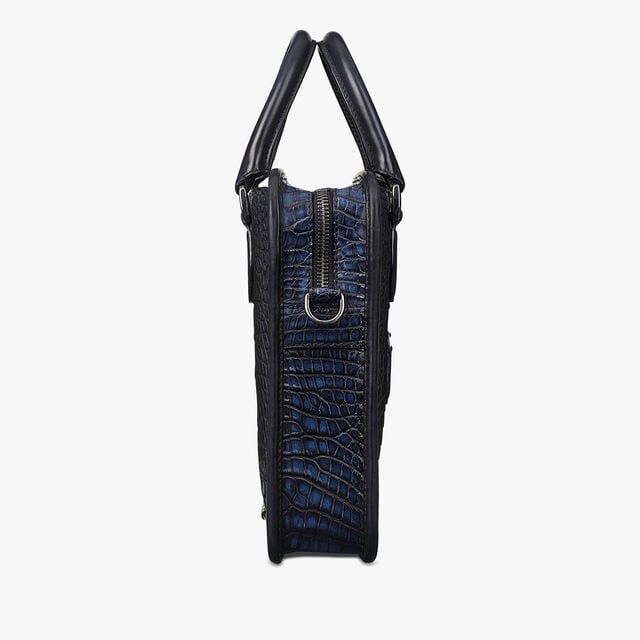 Un Jour Mini Alligator Leather Briefcase, NERO BLU, hi-res 5