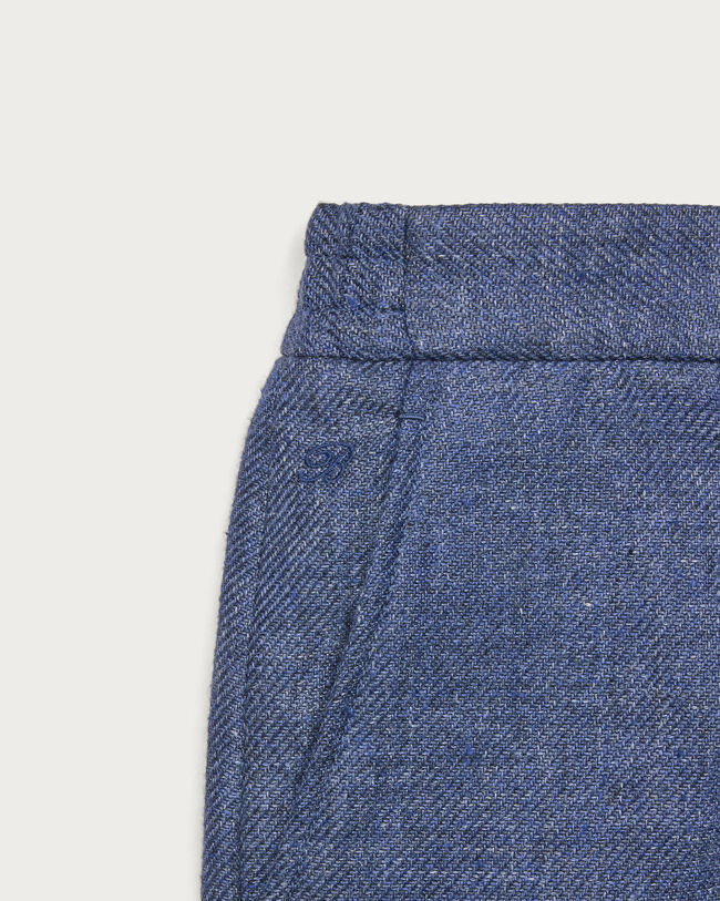 皮革细节休闲长裤, Soladite Blue, hi-res