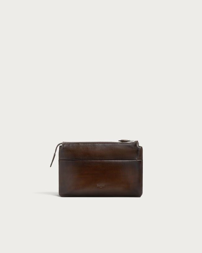 Tersio Gaspard Zipped Pouch, Marrone Intenso, hi-res