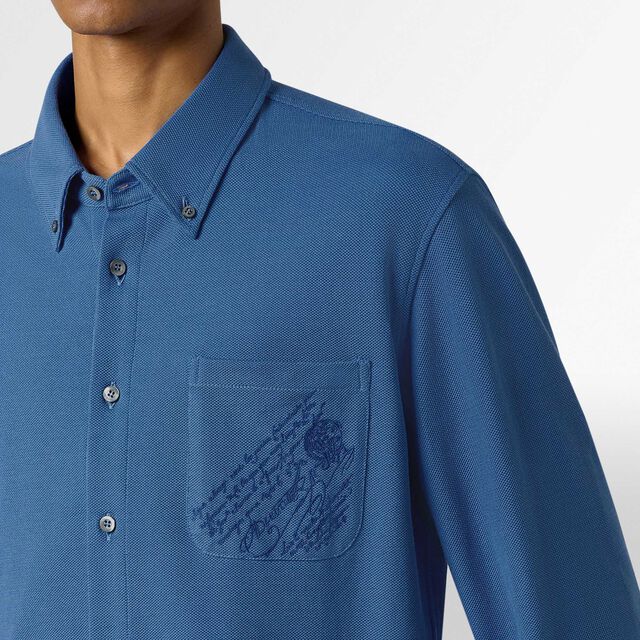 Pique Pocket Scritto Shirt, HELVETIA BLUE, hi-res 4