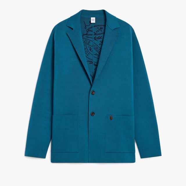 Double Face Scritto Knitted Jacket, NILE BLUE, hi-res 1