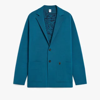 Double Face Scritto Knitted Jacket, NILE BLUE, hi-res