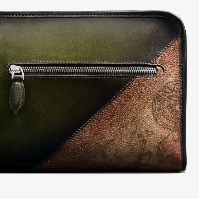 Morning Scritto Leather Toiletry Pouch, NERO CAVIAR + SAVANA, hi-res 5