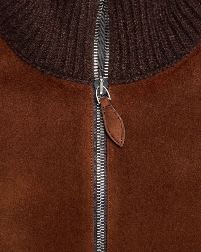 Mix Material Bodywarmer with Leather Details, Chestnut, hi-res