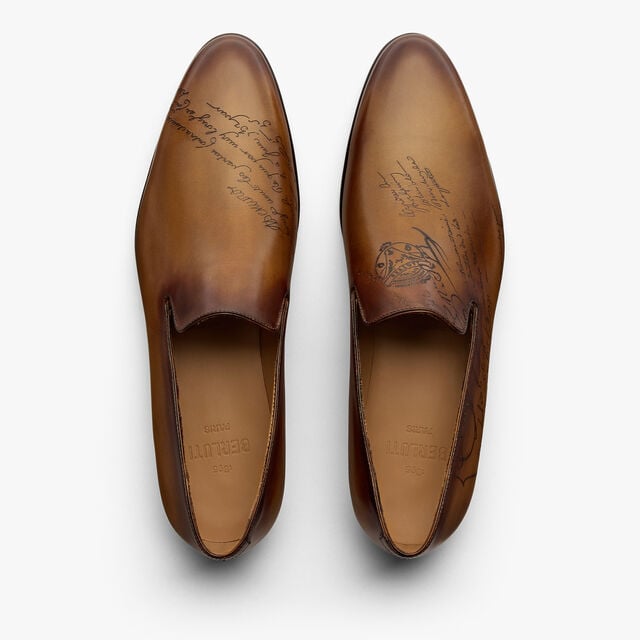 Cursive Galet Scritto Leather Loafer, TOBACCO BIS, hi-res 3