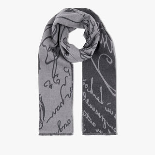 Wool Scritto Scarf, SLATE GREY, hi-res