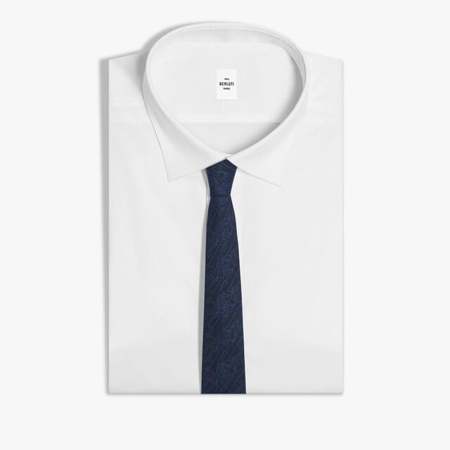 Herringbone Scritto Marbeuf Tie, COLD NIGHT BLUE, hi-res 2