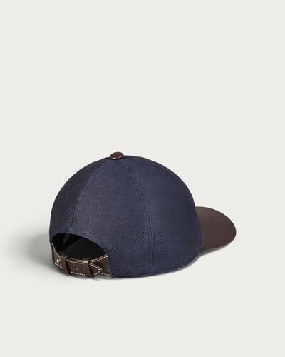 Baseball Cap with Leather Visor, Shades Of Blue, hi-res