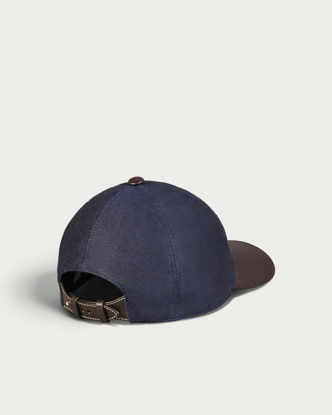 Baseball Cap with Leather Visor, Shades Of Blue, hi-res