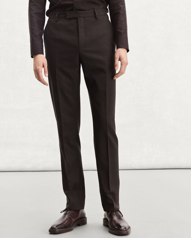 Alessandro皮革细节长裤, Earth Brown, hi-res