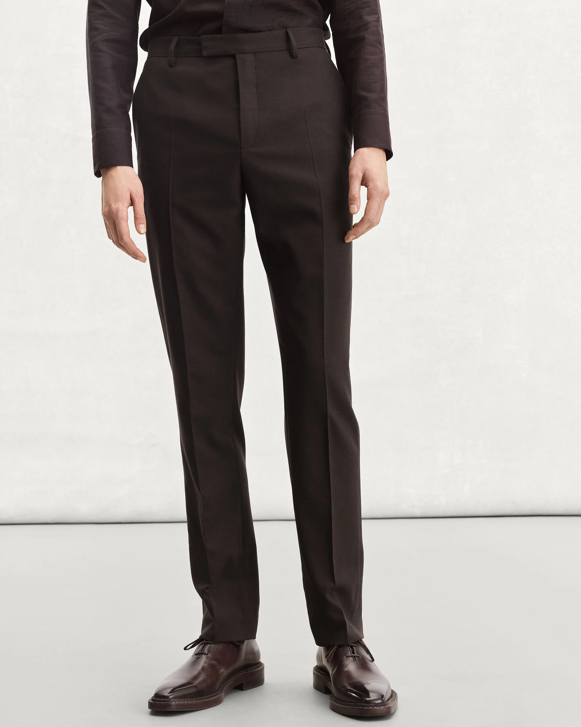 Alessandro Trousers with Leather Detail, Earth Brown, hi-res