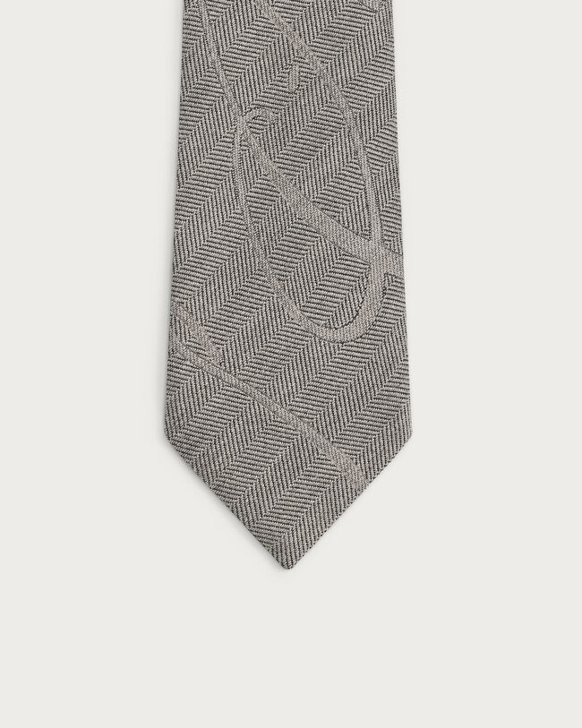 Scritto Pattern Herringbone Tie, Beige, hi-res