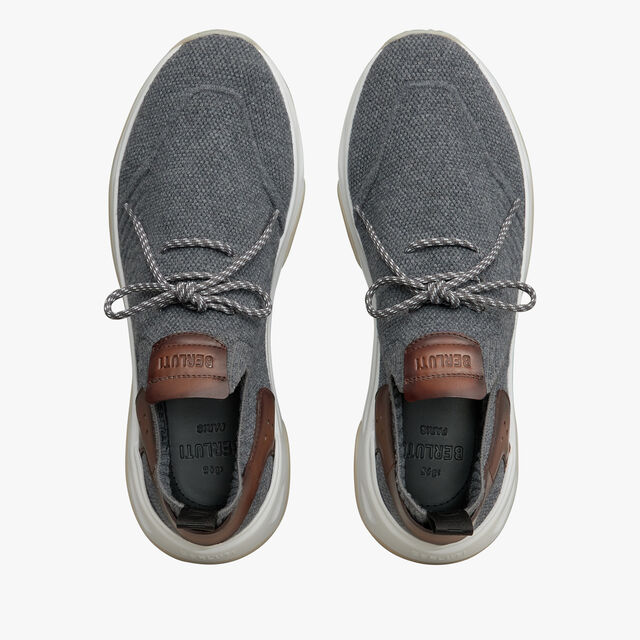 Shadow Cashmere And Leather Sneaker, GREY, hi-res 3