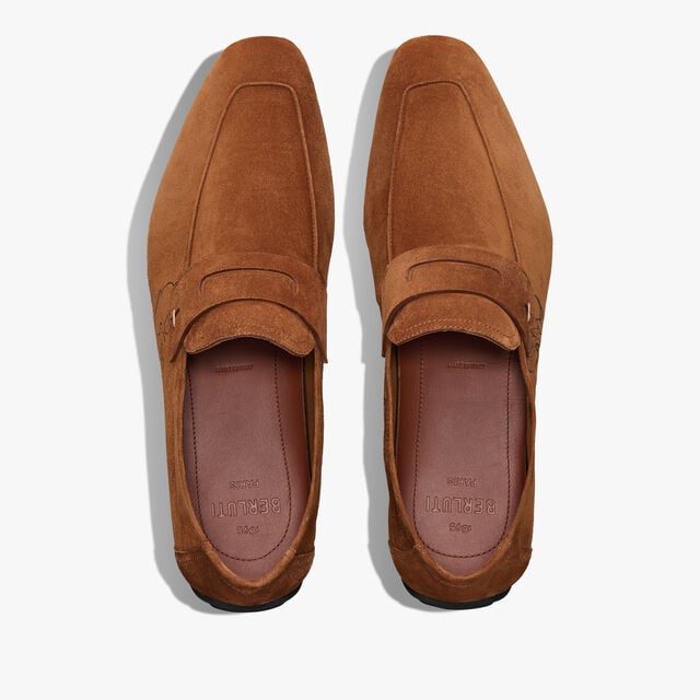 Lorenzo Drive Scritto Camoscio Calf Leather Loafer, OCHER, hi-res 3