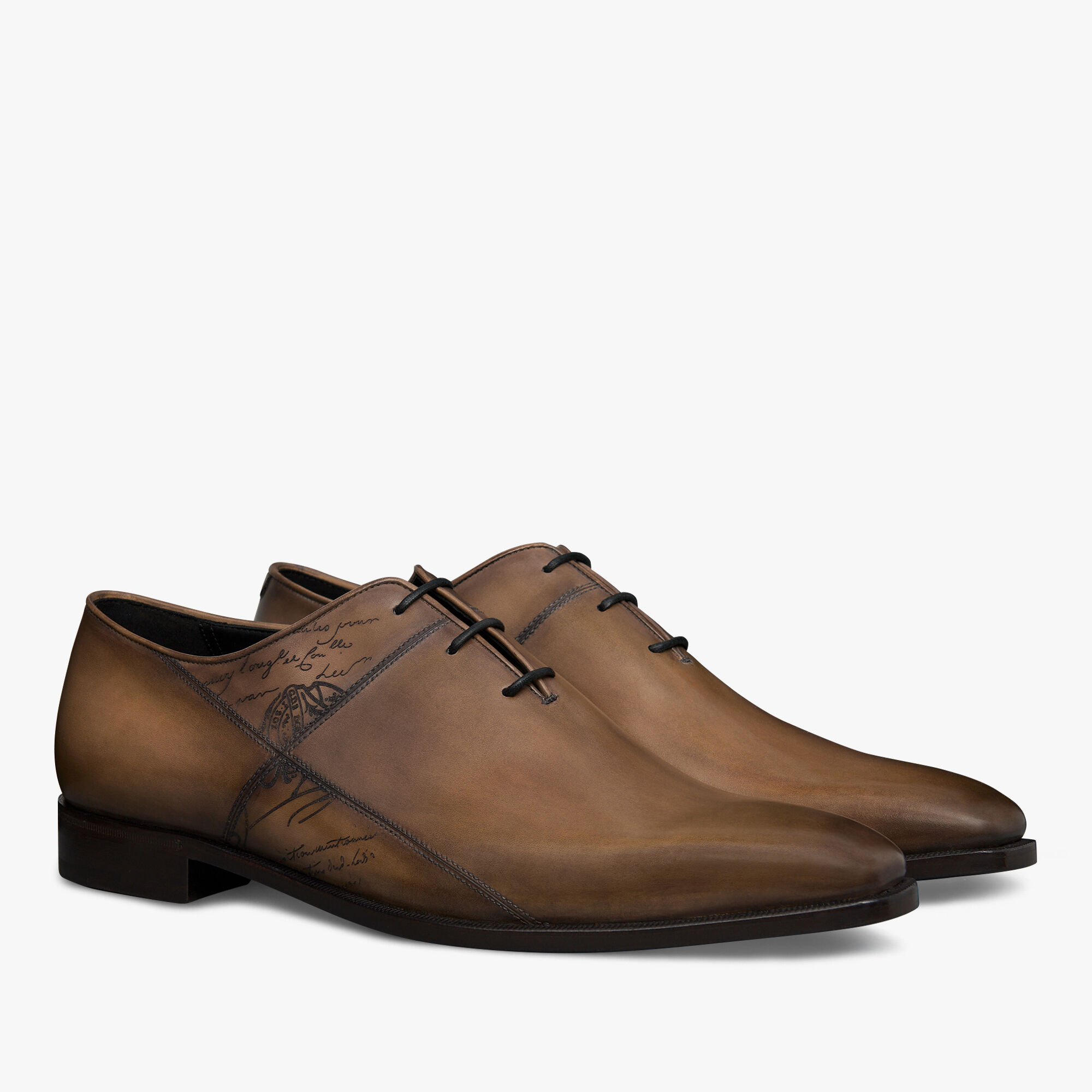 Alessandro Demesure Patchwork Scritto Leather Oxford, OLIVE, hi-res 2
