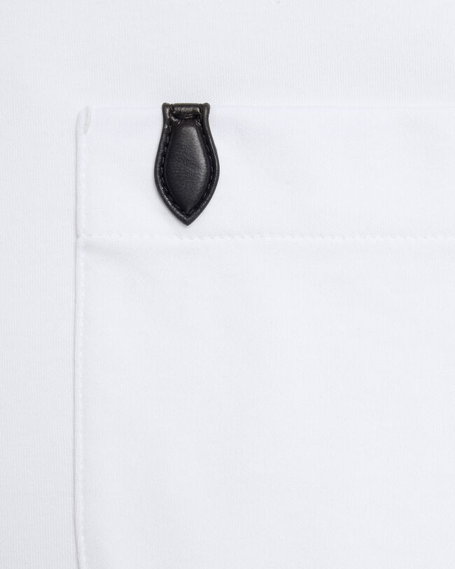 Pocket T-shirt with Leather Detail, Blanc Optique, hi-res