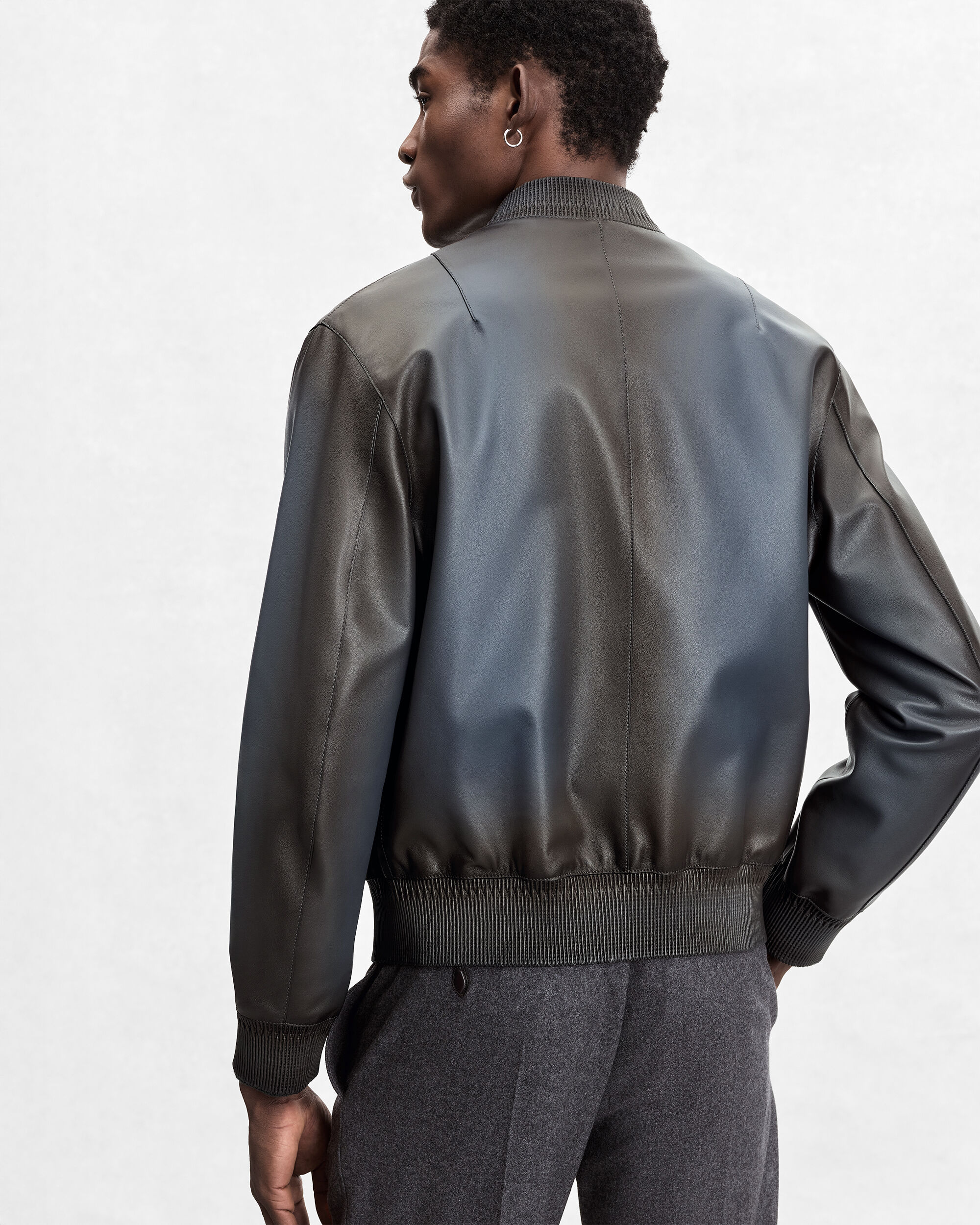 Leather Patina Un Jour Bomber, Fiamma Iron Blue, hi-res