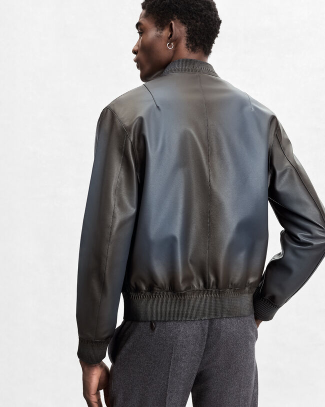 Leather Patina Un Jour Bomber, Fiamma Iron Blue, hi-res