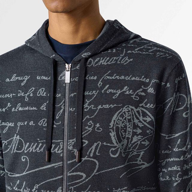 Classic Scritto Zip-Up Hoodie, NAVY/ GREY SCRITTO, hi-res 5