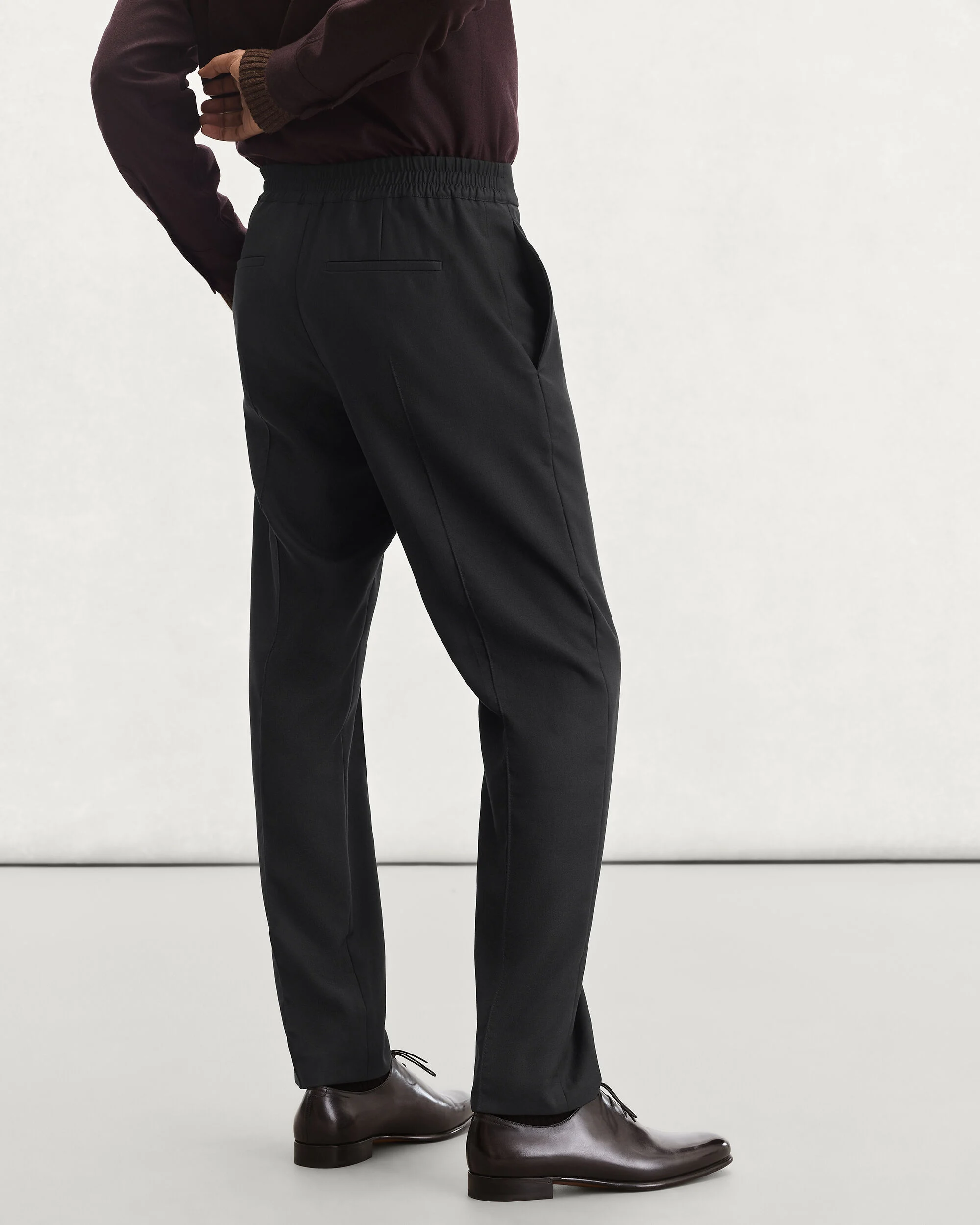 Alessio Trousers with Leather Zip-puller, Black & Night Blue, hi-res