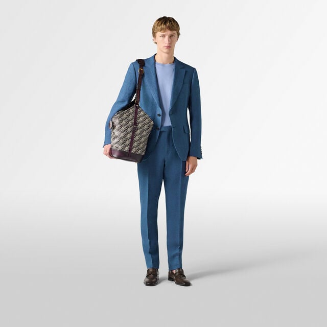 Classic Linen Slim Pants, BLEU DE SMALT, hi-res 4