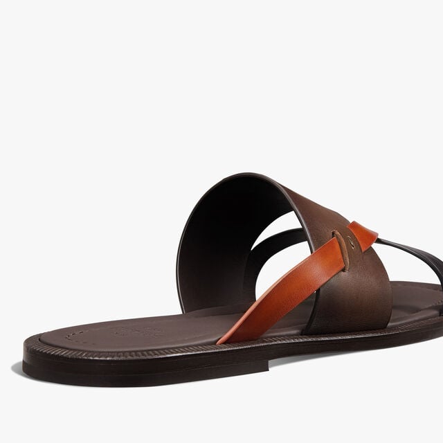Icaria Venezia Calf Leather Sandal, MARRONE INTENSO + ARANCIO VERM, hi-res 6