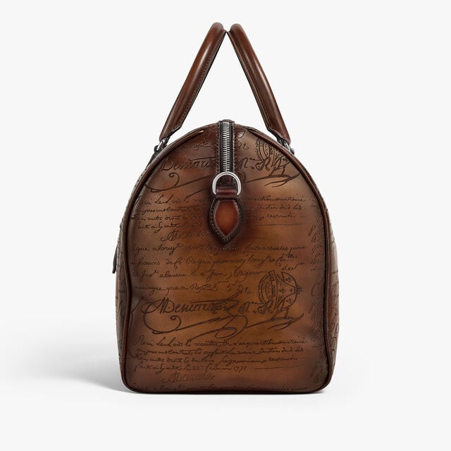 Jour Off MM Scritto Leather Travel Bag, CACAO INTENSO, hi-res 5
